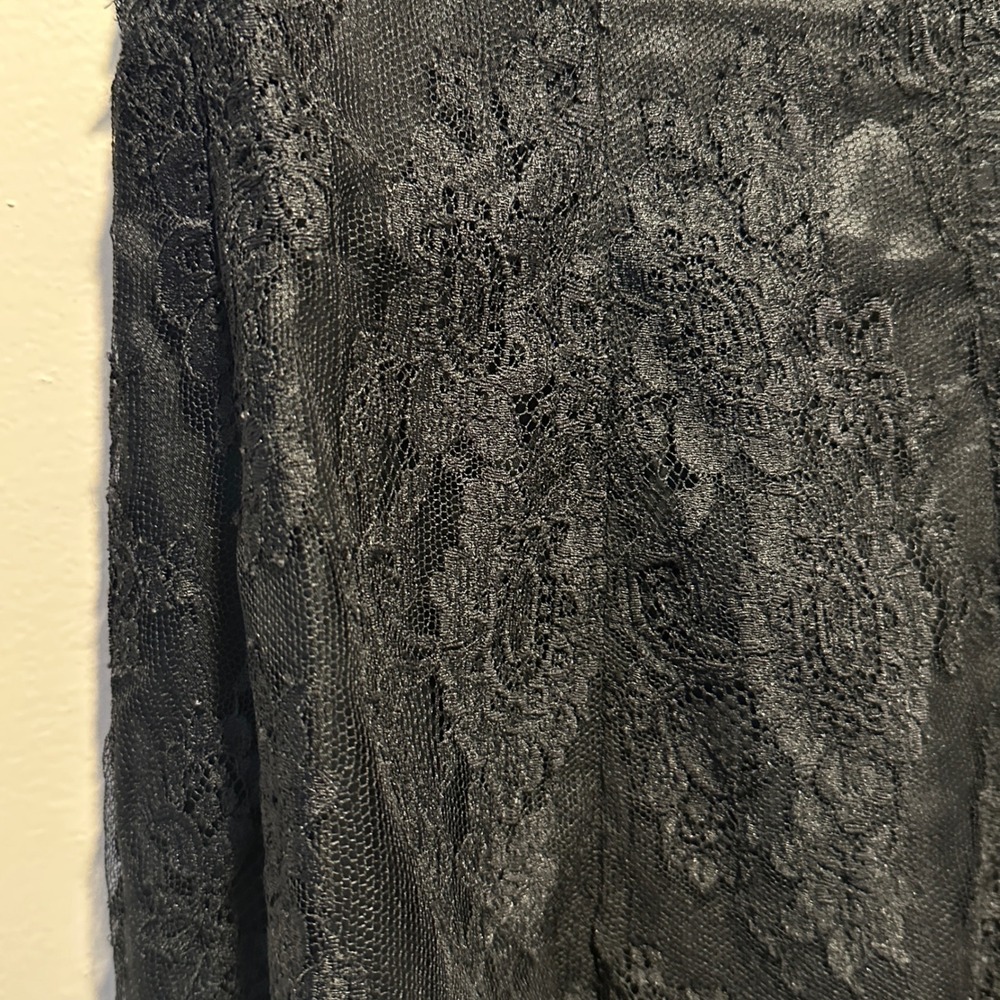 VTG Shoshanna Janie Lace Strapless Mini Dress Womens 4 Black Floral LBD Cocktail - Picture 10 of 13